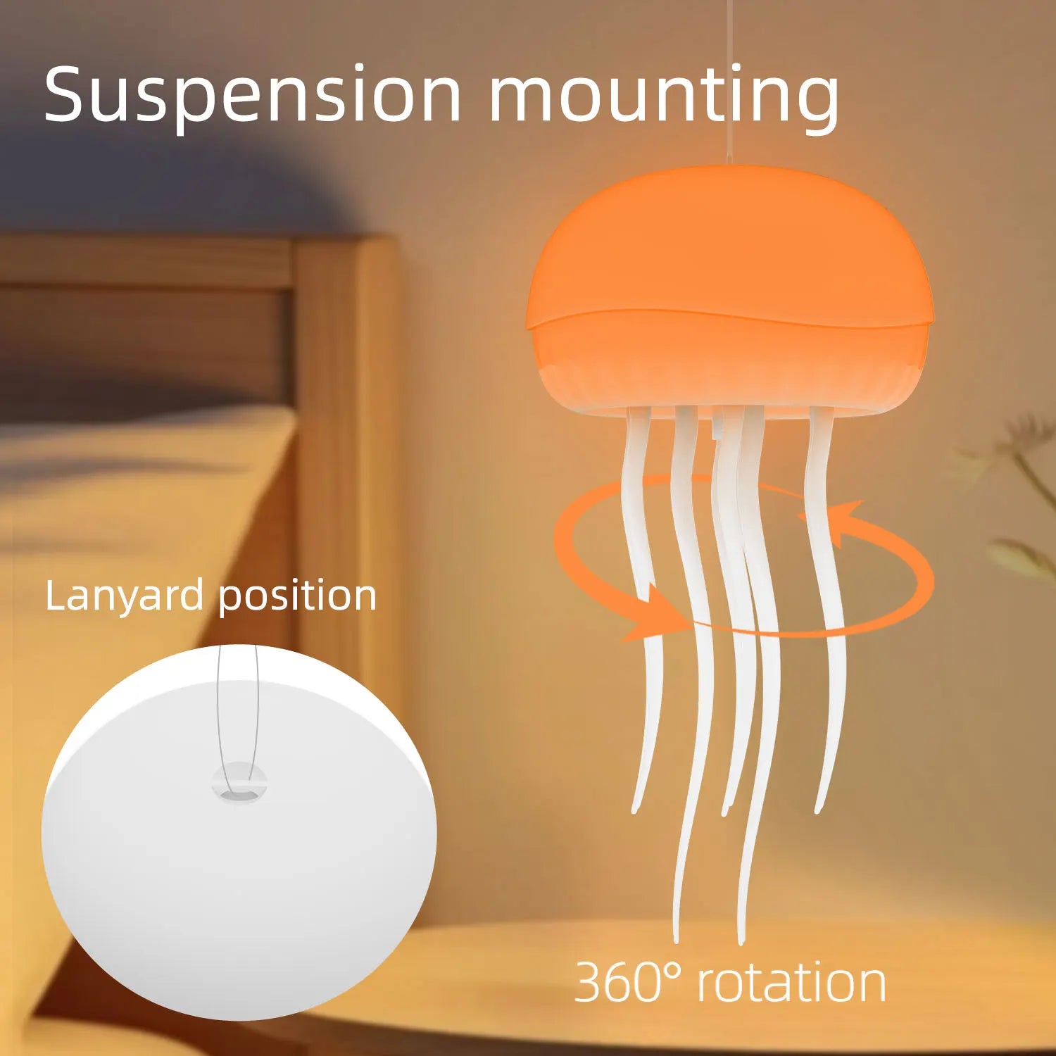 Modern Creative Hanging Rgb Color Changing Usb Bedroom Decor Gift Atmosphere Floating Dancing Speaker Jellyfish Led Night Light