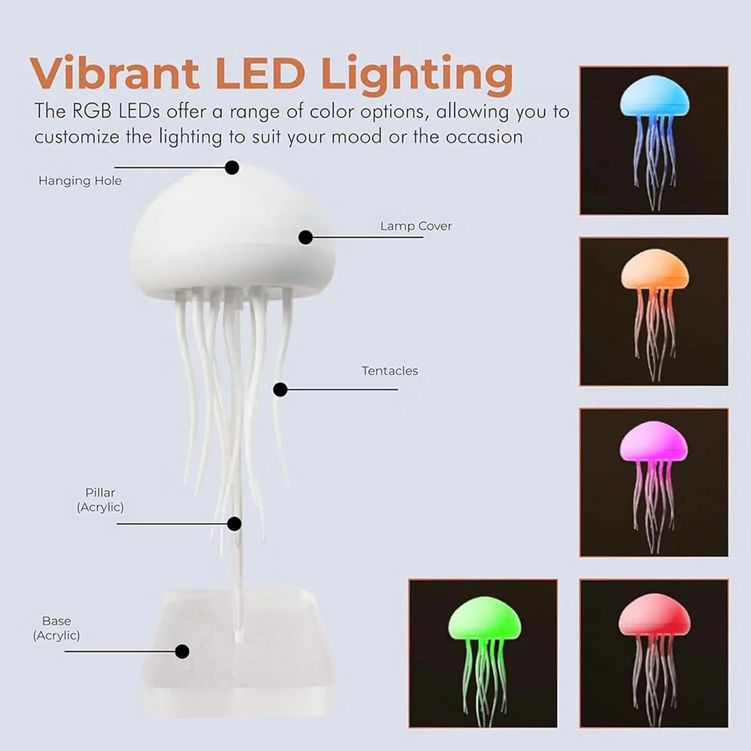 Modern Creative Hanging Rgb Color Changing Usb Bedroom Decor Gift Atmosphere Floating Dancing Speaker Jellyfish Led Night Light