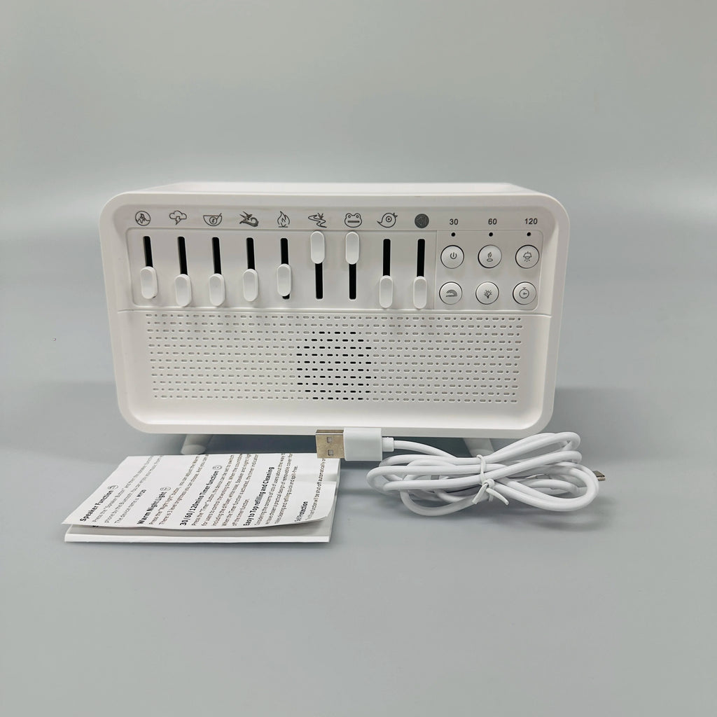 Air Diffuser Humidifier White Noise Sound Machine Simulation Flame Night Light with 8 Ambient Sounds Aroma Humidifier for Sleep