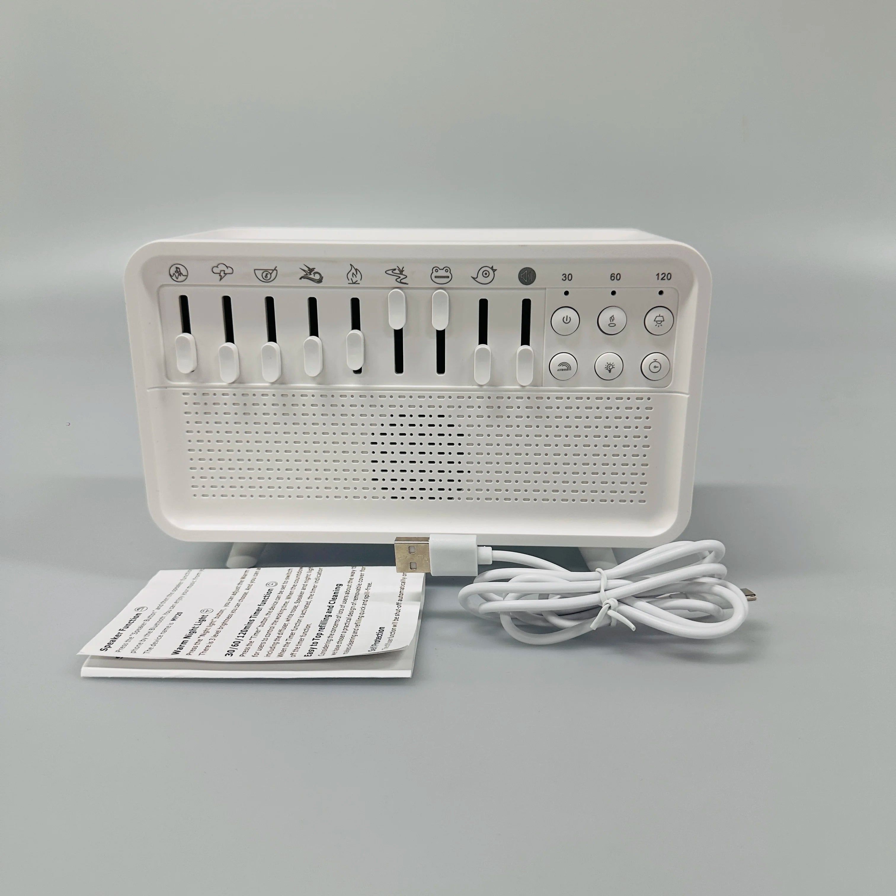 Air Diffuser Humidifier White Noise Sound Machine Simulation Flame Night Light with 8 Ambient Sounds Aroma Humidifier for Sleep