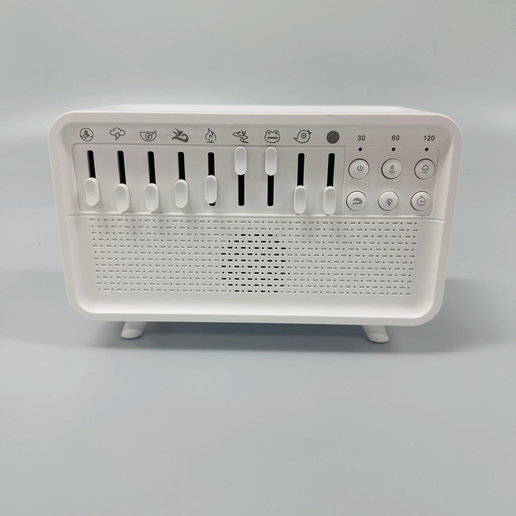 Air Diffuser Humidifier White Noise Sound Machine Simulation Flame Night Light with 8 Ambient Sounds Aroma Humidifier for Sleep