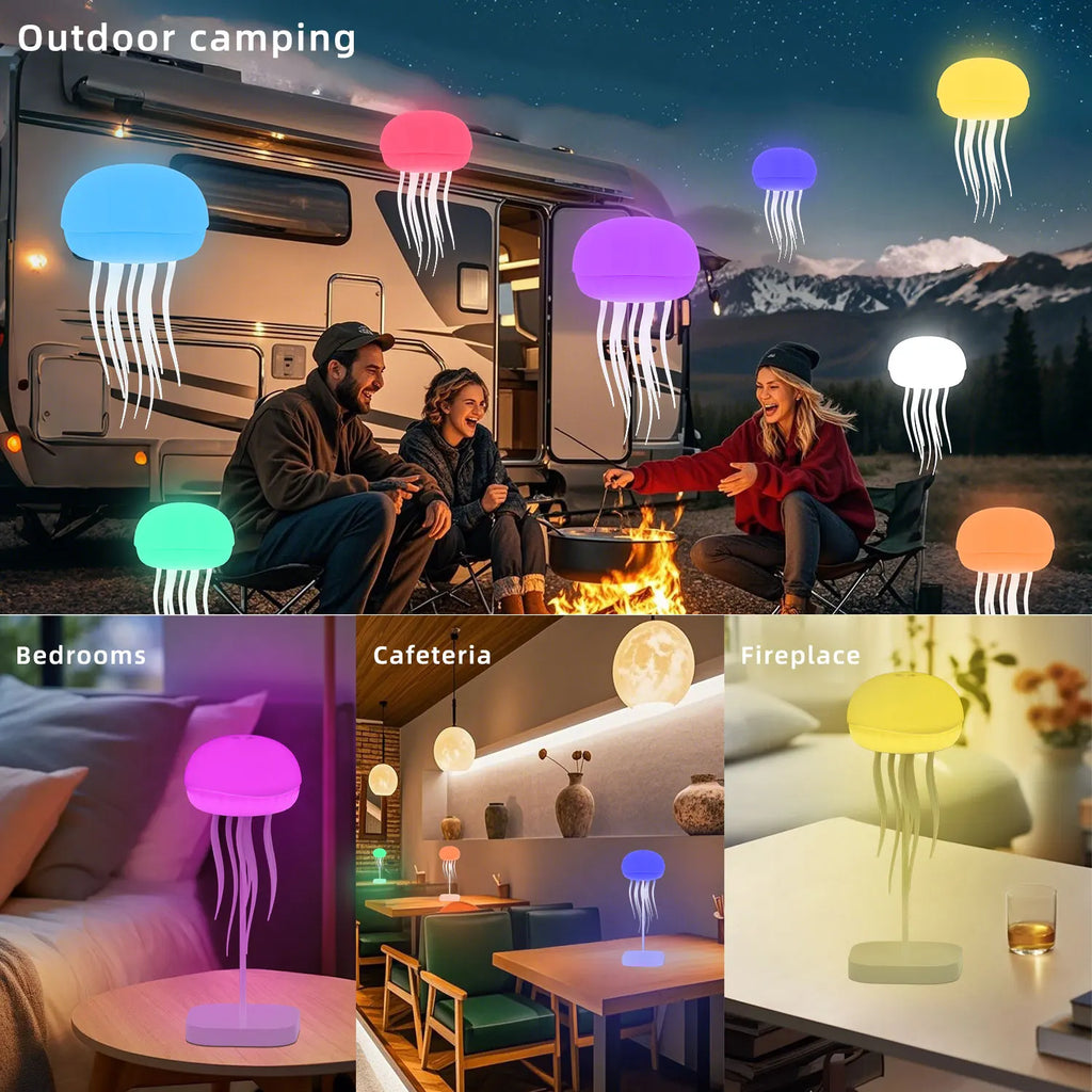Modern Creative Hanging Rgb Color Changing Usb Bedroom Decor Gift Atmosphere Floating Dancing Speaker Jellyfish Led Night Light